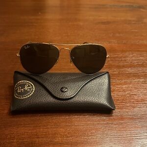 Ray-Ban Gold Frame Sunglasses with Black Lenses